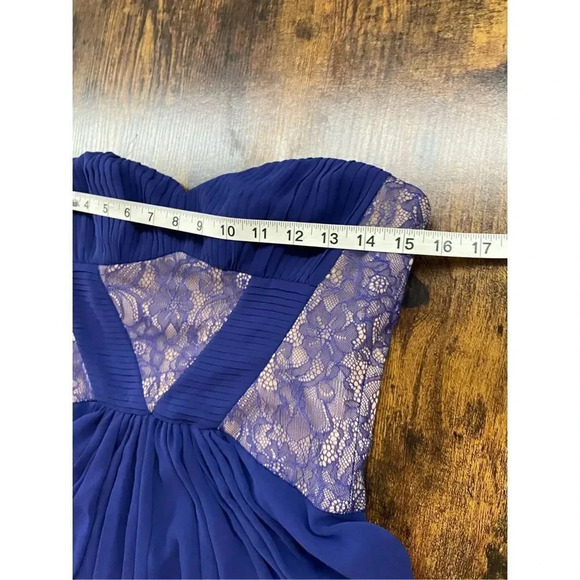 BCBGMAXAZRIA BLUE NATALEA STRAPLESS RUCHED-BODICE GOWN SIZE 4 - Picture 8 of 15